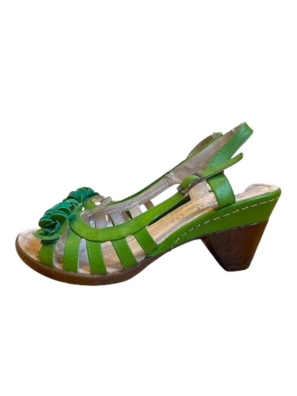 Stepwel Canada Kelly green sandals genuine leather festive sling back heels 39